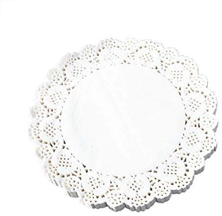 FLZONE Napperon Papier Rond,200 Pièces Dentelle Blanc du Papier Napperon Gâteau d'emballage Tapis de Papier pour la Décoration de Table de Fête ou de Mariage, 6,5 Pouces