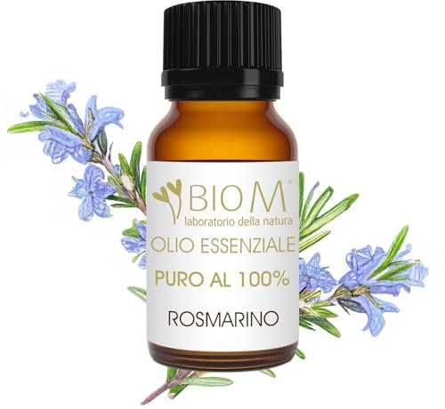 BioM Laboratorio della Natura - Olio Essenziale Rosmarino Puro 10ml - Olio di Rosmarino per Capelli, Unghie, per uso alimentare e diffusori