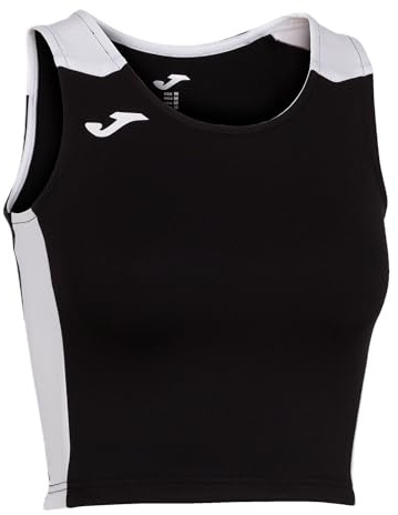 Joma Débardeur Court Femme Record II, Unisex, Schwarz/Weiß, 4XS-3XS