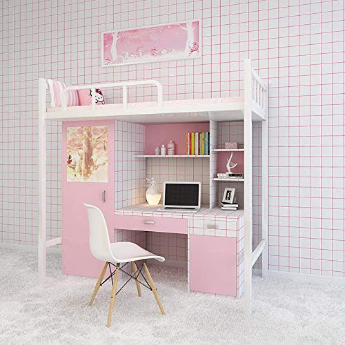 Chbrket Selbstklebende Möbelfolie Klebefolie Für Möbel Arbeitsplatte Couchtisch Bad Pvc Weißes Pulvergitter 60X600CM