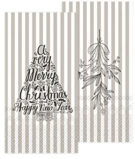 Chic Antique Servietten Papierserviette Serviette Weihnachten Christmas Schneeflocke Weihnachtsbaum verschiedene Größen und Muster X-Mas (38004-25 Mistelzweig French Grey 20x10cm)