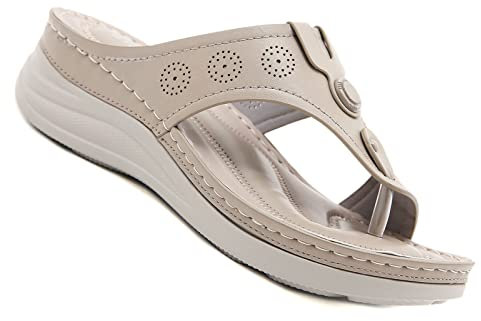 Yadlan Sandali Correttori Ortopedici per Alluce Valgo Supporto per Arco Donna Ciabatte Piatti Eleganti Comodi Aperti alla Moda Estivi con Punta Aperta Infradito(Size:37,Color:Cachi)