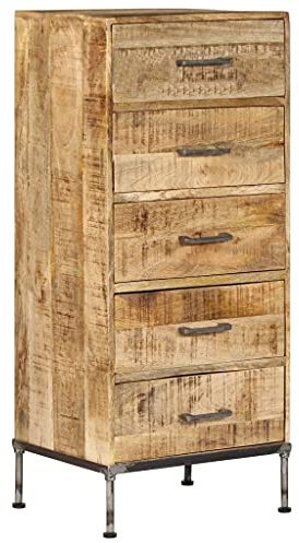 Makastle Vintage Sideboard mit 5 Schubladen, Kommode mit viel Stauraum für Ihren Wohnbereich, Massivholz Anrichte Beistellschrank Mehrzweckschrank für Wohnzimmer Schlafzimmer 45 x 35 x 106 cm