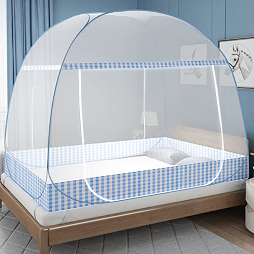 LLPEIJIE Faltbares Moskitonetz, Doppelbett und Einzelbett, Tragbares Reise-Moskitonetz, Doppeltür-Moskito-Campingzelt, mit Tragetasche, für Reise und Zuhause (W120*L192*H145cm)