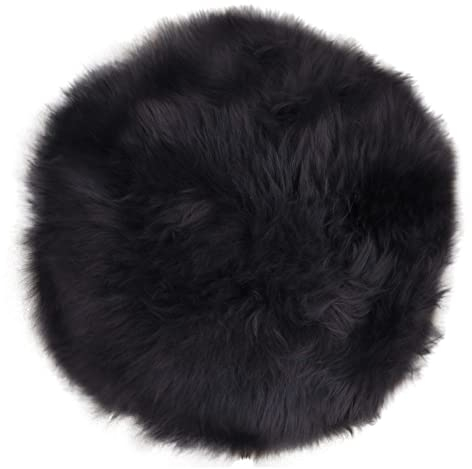 House Nordic Sitzfell Schwarz Lammfell 35 cm Sitzkissen Stuhlkissen Rund