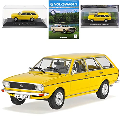 IXO Defekte Vitrine Volkwagen Passat Variant Kombi Gelb 1973-1980 Typ 33 mit Zeitschrift Nr 56 1/43 DeAgostini Modell Auto