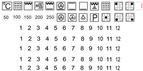 Cooker Symbol Sticker Set for Cooker Labelling (R105) (Transparent Background with Black Characters, 10 mm)