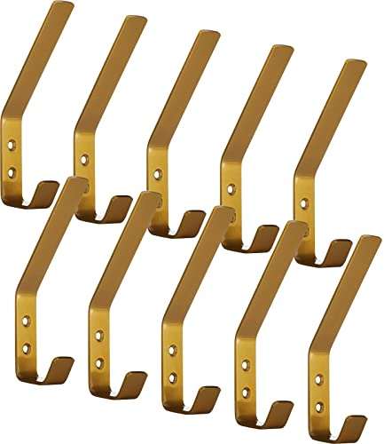 SOTECH 10 x Kleiderhaken Loxten 142 x 20 x 45 mm gelb, Garderobenhaken aus echt Edelstahl, Wandhaken mit 3 mm Materialstärke, Jackenhaken mit abgerundeten Kanten