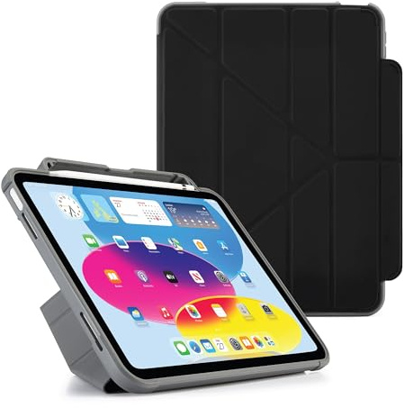 PIPETTO Custodia con supporto 5 in 1 resistente Origami No2 Pencil Shield per Apple iPad 10a generazione (2022) - Nero