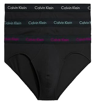 Calvin Klein Men Hip Briefs Stretch Cotton Pack of 3, Black (B-Wild Aster, Auth Grey, Arctic Lg), XS