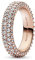 PANDORA Timeless Doppelreihiger Pavé Ring mit rosevergoldeter Metalllegierung und Cubic Zirkonia Timeless Collection, Größe 56, 182629C01-56