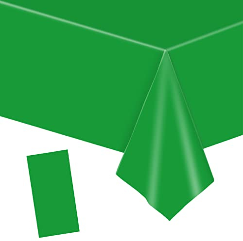 YAAVAAW 137x274cm Green Plastic Table Cloth, Rectangular Table Cover, Eco-Friendly Material, Perfect for Parties, Christmas, Birthdays, Weddings, and More
