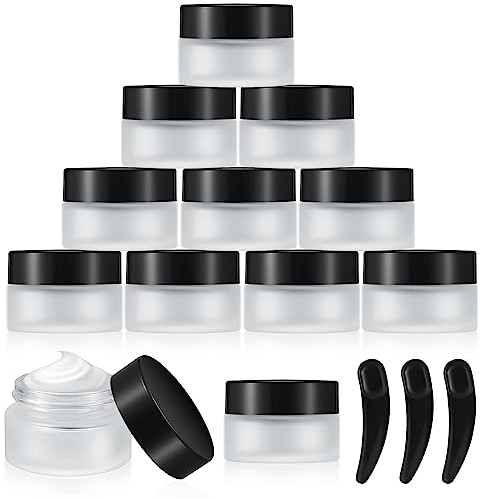 12 Stk Cremedose Leer, 20ml Kosmetikdose, Kosmetisches Glas, Nachfüllbare Creme Dose Behälter, Reise Kosmetik Döschen mit Deckel für Kosmetik Cremes Lotionen Nailart Perlen (Mattweiß)