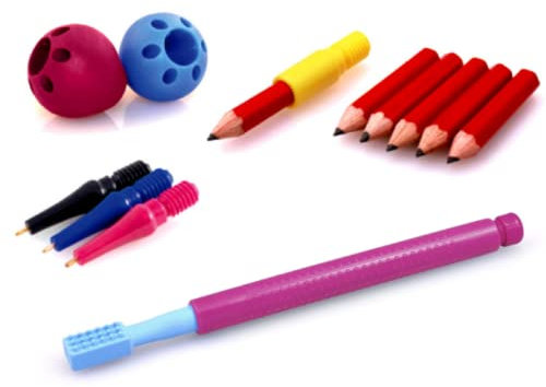 ARK® Z-Vibe Vibrator Kunststoff im Schreiben-Set mit 3 Aufsätzen inkl. ATC Pflegeanleitung - Einstieg zum ARK Z-Vibe, Oral Stimulator, sensorische Stimmulation im Mund, bei Sprachproblemen (magenta)