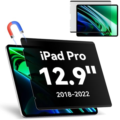 Magnetischer Sichtschutz, kompatibel mit iPad Pro 12,9 Zoll 2018 2020 2021 2022, abnehmbar, blendfrei, blaues Licht, blasenfrei, schwarz, Sicherheitsschutz, privater Filter