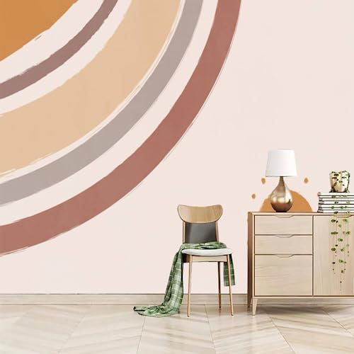 GIVLWF Papier Peint de 3D Abstrait Brun Rose Dégradé, Design Moderne Arc-en-ciel Bohème Panoramique Déco Mural - pour Salon Chambre D'Enfant Décoration Murale 150 x 105 cm