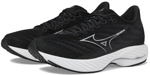 Mizuno Men's Wave Rider 28 Running Shoe, Black-Silver, 13