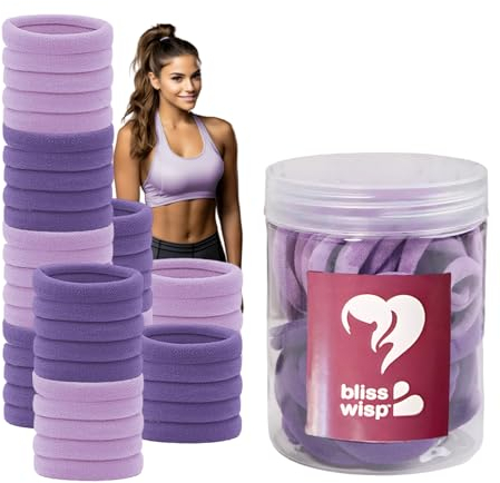 BLISSWISP Confezione da 50 elastici per capelli viola - elastici - elastici per donne e ragazze - multicolore - complemento perfetto per toeletta o bagno. (viola)