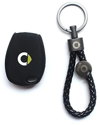 WOAFEY Auto-Fernbedienungszubehör, gerader Schlüssel, Farbe, Silikonhülle, Schlüsselanhänger, Dekoration für Smart 453 Fortwo Forfour,Black