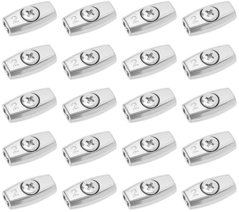 LT Easiyl 20 Stück Drahtseilklemmen aus Verzinktem Stahl Eiförmige Kabelklemme Geeignet für Durchmesser 2mm Stahlkabelseil Doppelloch 27mm x 14,5mm