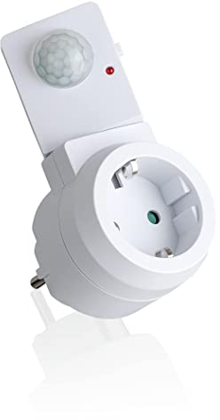 SEBSON 2X Prise Intermédiaire avec Détecteur de Mouvement 230V, Capteur Orientable, Prise de Courant Programmable, Adaptateur de Prise LED adapté