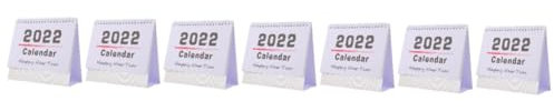 NUOBESTY 7 Stück 2022 Englischer Tischkalender 2022 Zeitplaner Minikalender 2021-2022 Standkalender 2022 Staffelei Kalender Desktop-geschäftsplaner Papier Esstisch Aufstehen Büro Weiß