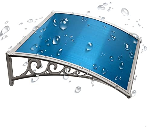 Fenstermarkise, Türvordach aus Polycarbonat für die Vordertür, Terrassenüberdachung mit grauer Kunststoff-Stahlhalterung, Gartenüberdachung, Schutz vor UV-Strahlung, Regen, Schnee und Sonnen