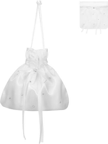 FAVOMOTO Brautjungfer-Braut-Handtasche/Mädchen, Kommunion-Tasche, Kommunion-Tasche, Kommunionstasche für Mädchen, weiße Brautjungferntasche, Kommunionstaschen für Mädchen, Blumenmädchen, Dolly Bag,
