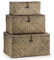 Woodluv Set of 3 Seagrass Storage Box with Lid, Lightweight Woven Basket for Shelves, Lidded Organiser Hamper Baskets, Green