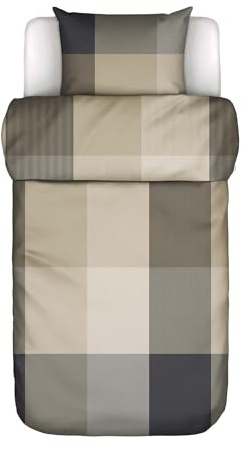Marc O' Polo Perkal-Bettwäsche-Garnitur Erliv Farbe Black Größe 135x200+80x80 Kariert Mit Reißverschluss
