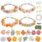 FREEBLOSS 4 Set Blumenkronen DIY Set 60 Stück Gänseblümchen Blumenkrone DIY Blumenkronen Stirnband Bastelset Handgefertigte Florale Haar Accessoires Für Hochzeit Geburtstag Feen