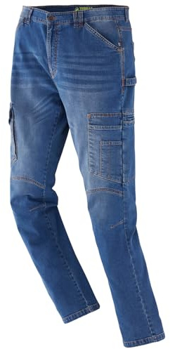 Terrax Workwear Herren Denim-Arbeitshose in sportlich schmaler Passform - Bundhose Jeans-Look mit vielen Taschen in Marine Größe 48