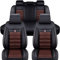 HIPATU Auto Sitzbezüge für Toyota IQ 2008-2015, 5 Sitzer PU Leder Sitzbezug, Schonbezüge Sitzschoner Vorne Und Hinten,Black-Coffee