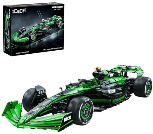 Technik F1 Auto für Kick Sauber F1 Team C44 2024, 1:8 Groß Automodell Bausatz, 2553 Teile Klemmbausteine Formula 1 Auto MOC Set mit Bedruckte Steine, CADA C64010W, Mit Originalkarton