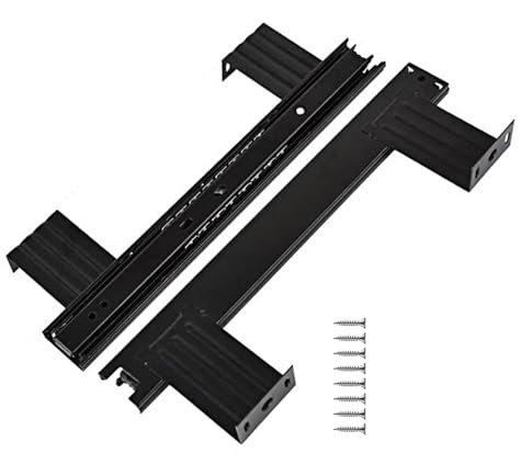 WTTWW Glissières pour Support De Clavier, Glissières À Billes pour Plateformes/Étagère Ou Tiroir sous Bureau, Noir Métal Acier, Charge Max. 40 Kg, Coulisses De Tiroir À Sortie Totale