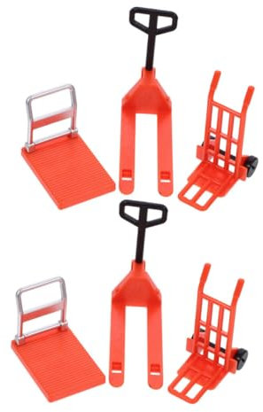 CHICAMPERA 6 Pezzi giocattolo piccolo scena costruzione kit numero notte del carrello elevatore giocattolo meccanico mini carrello elevatore giocattoli meccanici plastica Arancia
