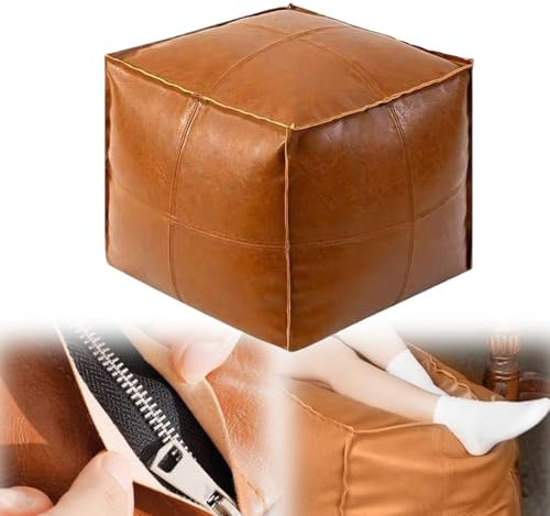 Qetroi Sitzhocker mit Stauraum, 2025 Neues Modell Sitztruhe mit Stauraum, 40x40x40 cm sitzwürfel mit Reißverschluss geeignet für Aufbewahrung im Innen- und Außenbereich sowie als Sitzauflage (Orange)