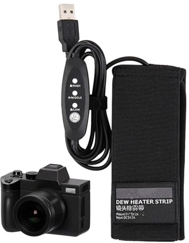 Calentador de objetivos – Banda calefactora USB portátil, 3 ajustes de calor, tira resistente a la intemperie con ajuste flexible para óptica digital, visor para una visión clara en húmedo