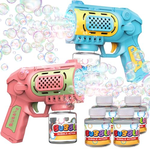 EagleStone 2 Packs Bubble Gun Machine for 3+ Year Old Kids Boys Girls