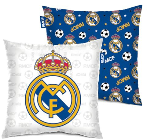 ARDITEX Real Madrid Fanartikel, Dekokissen Passend Zu Deiner Real Madrid Bettwäsche, Kissen Ideal für Fußballfans, Dekokissen mit Füllung und Bezug, 100% Polyester, 40 x 40 cm