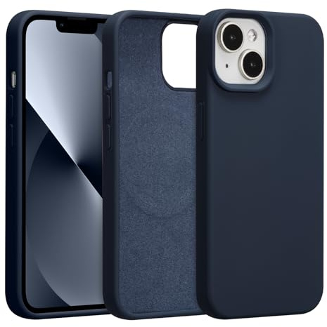 UCASONG Magnetic Liquid Silicone Case for iPhone 14+/15+, Midnight Blue | 6.7Inch, Compatible with MagSafe, Cute Plain Solid Color Slim Case, Soft Smooth Matte Shockproof Protective Cover