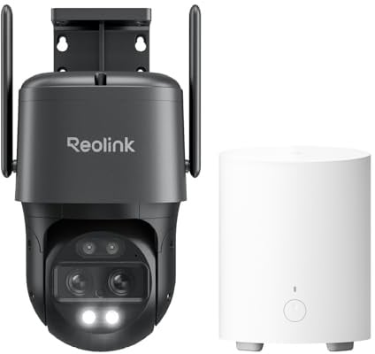 Reolink Home Hub Mini mit TrackMix WiFi Grau, 4K 8MP PTZ Überwachungskamera Aussen WLAN mit Auto-Tracking-Zoom, Dual-Objektiv, Smart-Erkennung, Farbnachtsicht, Außenkamera, Einmaliger lokaler Speicher