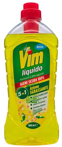 Detersivo Pavimenti e Altre Superfici, Igiene Sicura Al 100%. 5 In 1: Azione Sgrassante, Igienizzante, Asciugatura Rapida, Senza Risciacquo e Profumo Intenso Di LIMONE 1000ml (Flacone)