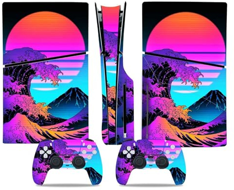 Sans Résidus Pour PS5 Slim Skin Disc Edition & Pour Digital Console Et Contrôleur Vinyl Cover Skins Wraps Scratch Resistant Compatible 29393 Autocollant Protection Premium Peau(Disc Version)