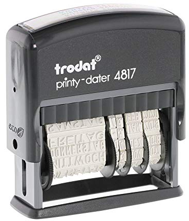 Trodat – Printy 4817 Datumsstempel mit diversen Zusatztexten – selbstfärbender Stempel zur korrekten Beschriftung von Dokumenten, Belegen, Rechnungen & Co (47 x 3,8 mm | 1 Zeile)