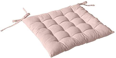 Enjoy Home, Galette de Chaise piquée, Vieux Rose, carré 38x38cm, 100% Coton, Attache par Nouettes, Idéal pour Une Assise Confortable, Collection Panama