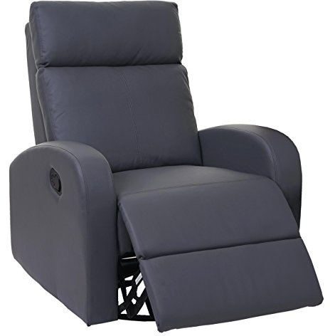 Mendler Fernsehsessel HWC-A54 Premium, Relaxsessel Schaukelstuhl Wippfunktion, drehbar - Kunstleder grau