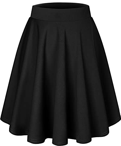 Bridesmay Jupe plissée Polyvalente et Extensible pour Femme Midi-Black M