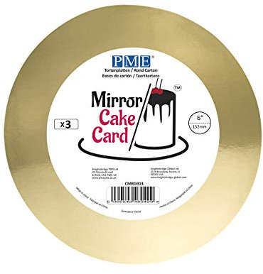 PME CMRG913 Mirror Cake board/Card, Round, Gold 6, Pack of 3 Kuchen Spiegel Karte, Karton