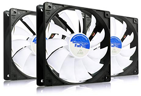 AABCOOLING Silent Force Fan 12 - Leise und Efizient 120mm Gehäuselüfter mit 4 Anti-Vibration-Pads - CPU Lüfter, PC Ventilator Gehäuselüfter Silent Ventilator 12V 12,9 dB(A) 97 m3/h - Wertpaket 3 Stück